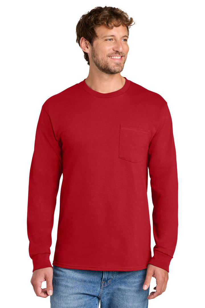 Port & Co ™  Long Sleeve Essential Pocket Tee.  PC61LSP